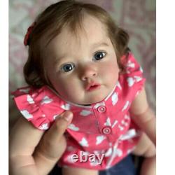 24 Realistic Reborn Baby Doll Cuddly Toddler Girl with Rooted Hair Handmade Toy