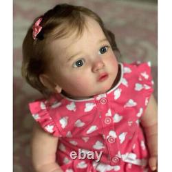 24 Realistic Reborn Baby Doll Cuddly Toddler Girl with Rooted Hair Handmade Toy