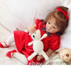 24in Finished Reborn Baby Doll Rooted Hair Toddler Doll Handmade Cute Girl Gift