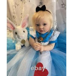 24in Reborn Baby Doll Finished Hand-Rooted Hair Toddler Girl Handmade Doll Gift