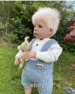 25inch Sandie Standing Legs Reborn Baby Doll Rooted White Hair Boy Lifelike Gift