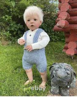 25inch Sandie Standing Legs Reborn Baby Doll Rooted White Hair Boy Lifelike Gift