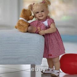 26 Finished Vinyl Reborn Baby Dolls Lifelike Rooted Hair Toddler Girl Dolls Toy