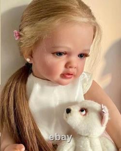 26in Lifelike Pretty Girl Reborn Baby Doll Blonde Hair Toddler Finished Toy Gift