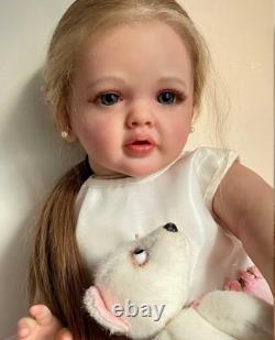26in Lifelike Pretty Girl Reborn Baby Doll Blonde Hair Toddler Finished Toy Gift