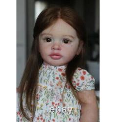 26in Soft Full Vinyl Reborn Baby Doll Fresh Color Pippa with Rooted Brown Hair Toy