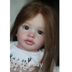26in Soft Full Vinyl Reborn Baby Doll Fresh Color Pippa with Rooted Brown Hair Toy
