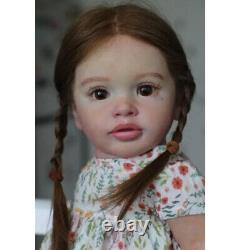 26in Soft Full Vinyl Reborn Baby Doll Fresh Color Pippa with Rooted Brown Hair Toy
