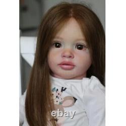 26in Soft Full Vinyl Reborn Baby Doll Fresh Color Pippa with Rooted Brown Hair Toy