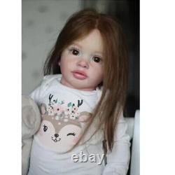26in Soft Full Vinyl Reborn Baby Doll Fresh Color Pippa with Rooted Brown Hair Toy