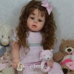 28 Painted Reborn Doll Kit Toddler Girl Cloth Body Rooted Long Curly Hair Gifts
