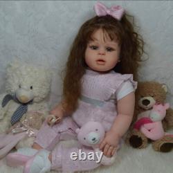 28 Painted Reborn Doll Kit Toddler Girl Cloth Body Rooted Long Curly Hair Gifts