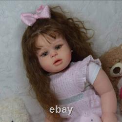 28 Painted Reborn Doll Kit Toddler Girl Cloth Body Rooted Long Curly Hair Gifts