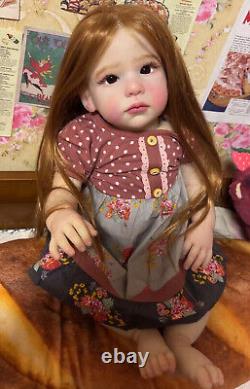 28 Reborn Baby Doll Artist Handmade Hand-Rooted Long Hair Toddler Girl Toy Gift