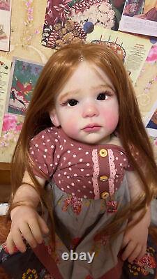 28 Reborn Baby Doll Artist Handmade Hand-Rooted Long Hair Toddler Girl Toy Gift