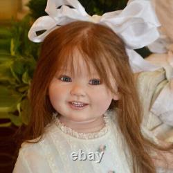 28'' Reborn Baby Doll Finished Toddler Girl Rooted Hair Cloth Body Handmade Gift