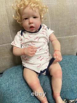 28 Reborn Baby Doll Toddler Boy Liam Hand-Rooted Curly Hair Realistic Toys Gift