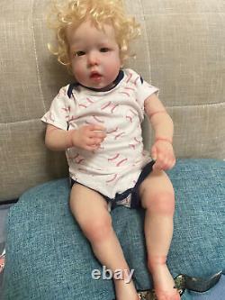 28 Reborn Baby Doll Toddler Boy Liam Hand-Rooted Curly Hair Realistic Toys Gift