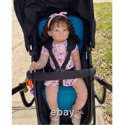 28 Toddler Doll Reborn Baby Girl Realistic Rooted Brown Hair Handmade Toy Gift