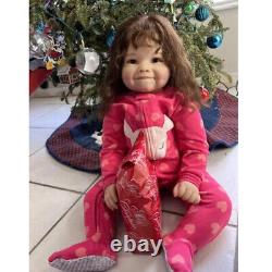 28 Toddler Doll Reborn Baby Girl Realistic Rooted Brown Hair Handmade Toy Gift