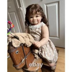 28 Toddler Doll Reborn Baby Girl Realistic Rooted Brown Hair Handmade Toy Gift