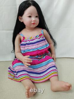 28in Huge Size Toddler Girl Reborn Baby Dolls Rooted Hair Handmade Art Toys GIFT