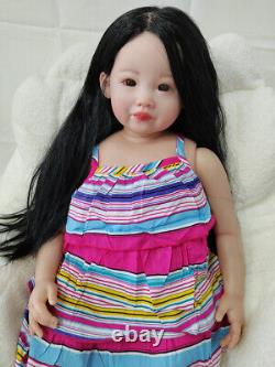 28in Huge Size Toddler Girl Reborn Baby Dolls Rooted Hair Handmade Art Toys GIFT