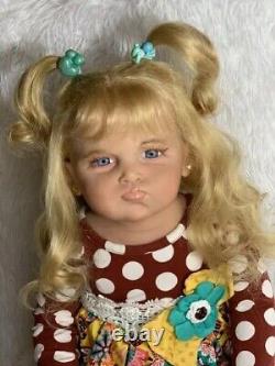 28in Reborn Toddler Girl Doll With Hand-Rooted Blonde Hair Realistic Angry Baby