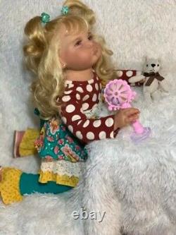 28in Reborn Toddler Girl Doll With Hand-Rooted Blonde Hair Realistic Angry Baby
