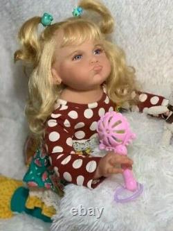 28in Reborn Toddler Girl Doll With Hand-Rooted Blonde Hair Realistic Angry Baby