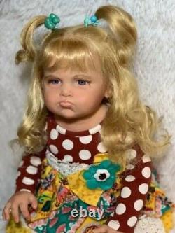 28in Reborn Toddler Girl Doll With Hand-Rooted Blonde Hair Realistic Angry Baby