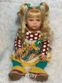 28in Reborn Toddler Girl Doll With Hand-Rooted Blonde Hair Realistic Angry Baby