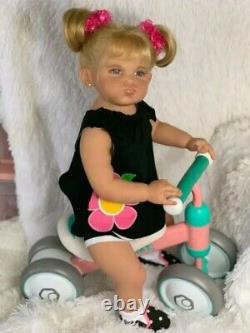 28in Reborn Toddler Girl Doll With Hand-Rooted Blonde Hair Realistic Angry Baby