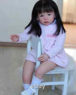 28inch Reborn Doll Toddler Girl With Hand-Rooted Hair Finished Lifelike Toy Gift