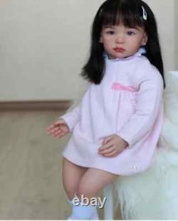 28inch Reborn Doll Toddler Girl With Hand-Rooted Hair Finished Lifelike Toy Gift