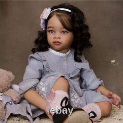 30 Artist Finished Reborn Baby Doll Hand-Rooted Toddler Black Dark Skin Doll