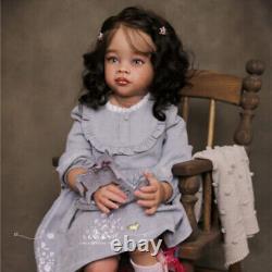 30 Artist Finished Reborn Baby Doll Hand-Rooted Toddler Black Dark Skin Doll