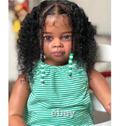 30 Dark Skin Reborn Baby Doll Girl Curly Hair Cloth Body Finished Toddler Doll