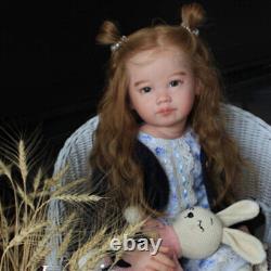 30 Finished Reborn Baby Doll Pretty Toddler Girl Long Curly Hair Cloth Body Toy