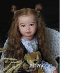 30 Finished Reborn Baby Doll Pretty Toddler Girl Long Curly Hair Cloth Body Toy