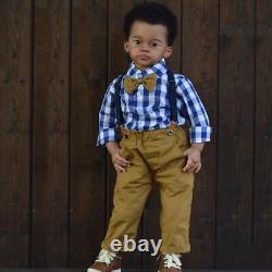 30 Reborn Baby Doll Finished Toddler Boy Hand-Rooted Hair Handmade Black Skin