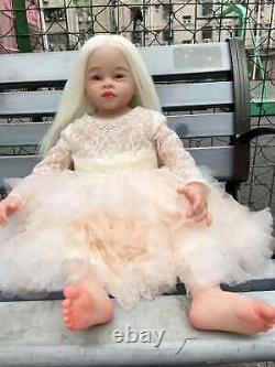 30 Reborn Toddler Girl Doll Handmade Realistic Toy Soft Vinyl White Hair GIFT