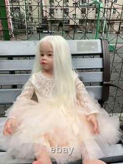 30 Reborn Toddler Girl Doll Handmade Realistic Toy Soft Vinyl White Hair GIFT