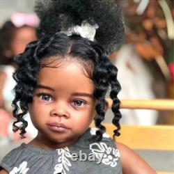 30 Toddler Reborn Baby Doll Hand-Rooted Black Skin Curly Artist Finished Doll