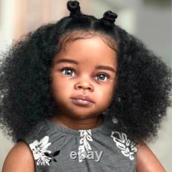 30 Toddler Reborn Baby Doll Hand-Rooted Black Skin Curly Artist Finished Doll