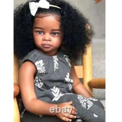 30 Toddler Reborn Baby Doll Hand-Rooted Black Skin Curly Artist Finished Doll
