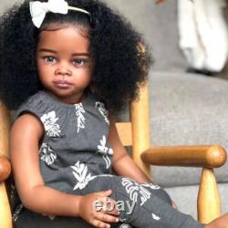 30 Toddler Reborn Baby Doll Hand-Rooted Black Skin Curly Artist Finished Doll