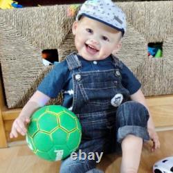 30'' Toddler Reborn Baby Doll Smile Boy White Short Hair Handmade Birthday Gift
