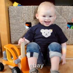30'' Toddler Reborn Baby Doll Smile Boy White Short Hair Handmade Birthday Gift