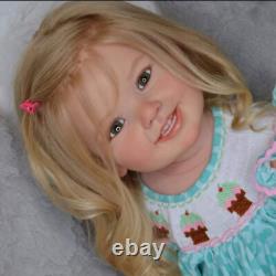 30in Lifelike Reborn Baby Doll Cammi Hand-Rooted Hair Handmade Toddler Girl Doll